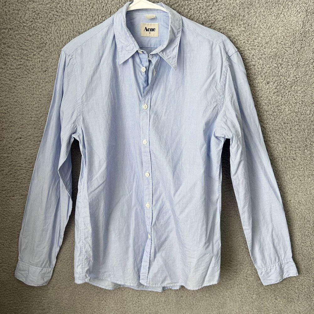 Acne Light Blue Striped Casual Button Down Shirt